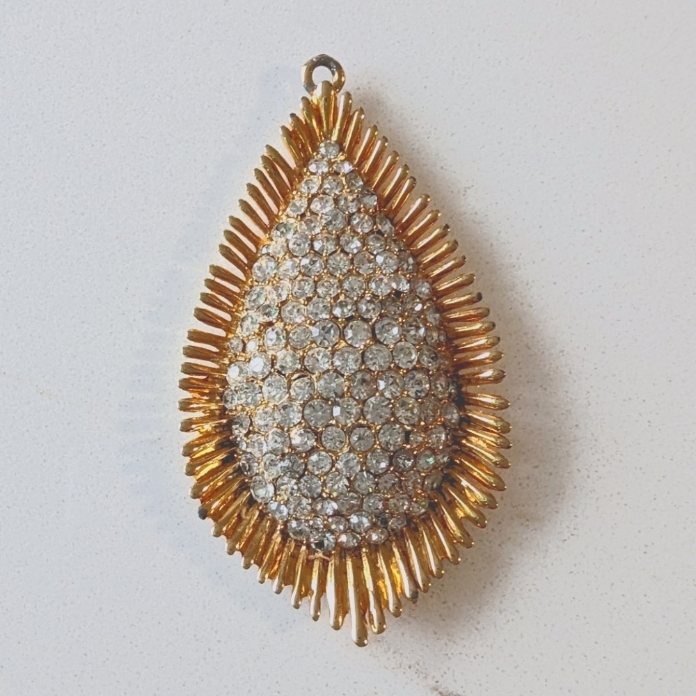 Vintage Pavé Rhinestone Gold Tone Pendant